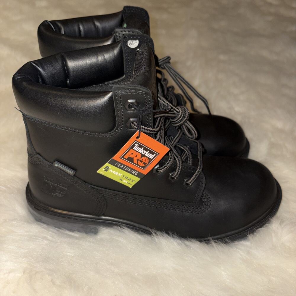 NWT Timberland Pro Boot Women Size 8.5 Direct Attach Steel Toe Work Black Ankle